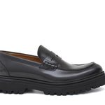 Mocassino College in vitello spazzolato nero e fondo in gomma leggera 478CALN 1080 ROSSI 