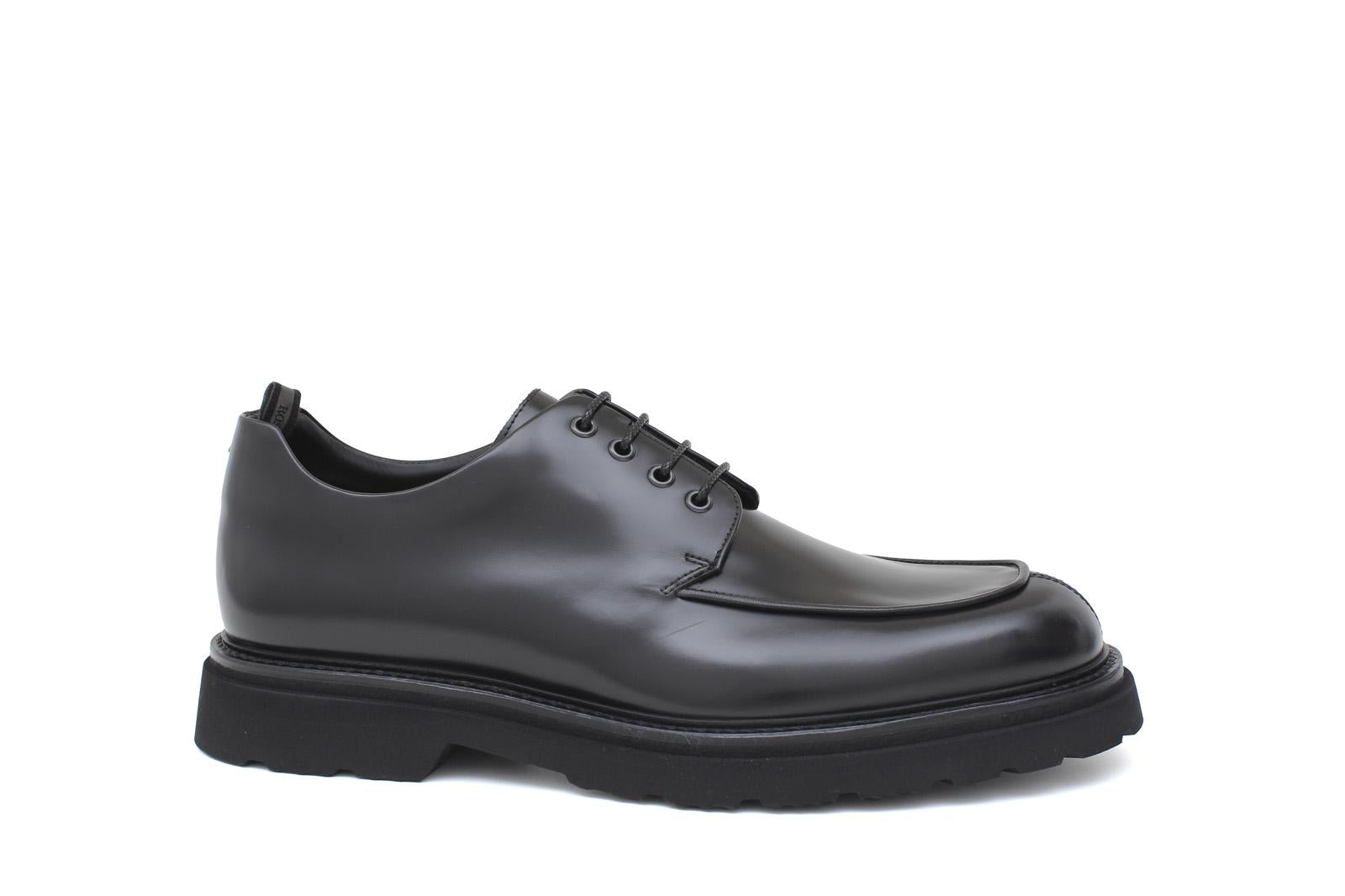 Derby in vitello spazzolato nero con fondo in gomma leggera 1203CALFN 607 ROSSI 