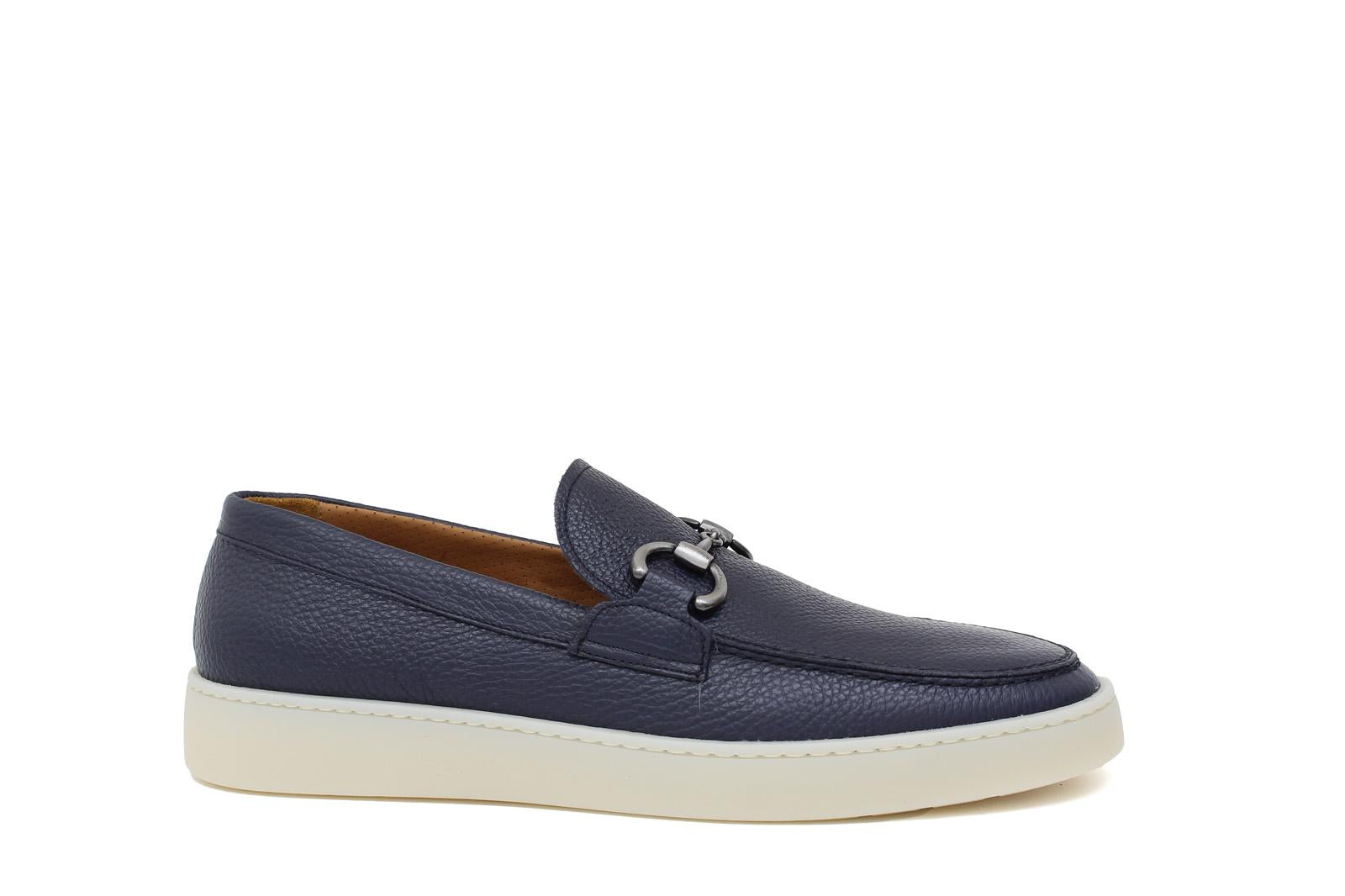Slip-on con accessorio in vitello bottalato navy con fondo in gomma cucito 646VBNAV 1131 ROSSI 