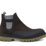 Beatles con elastico bicolore, tomaia in camoscio ingrassato testa di moro e riporto in caucciù con fondo gomma leggero 414PEBHM 1079 ROSSI 