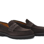 Mocassino college in suede testa di moro con fondo in gomma leggera 1552HSMO 190 ROSSI 