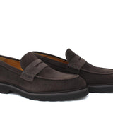 Mocassino college in suede testa di moro con fondo in gomma leggera 1552HSMO 190 ROSSI 