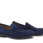 Mocassino in camoscio navy con fondo in gomma cucito blake 639FLOOLT 411 ROSSI 