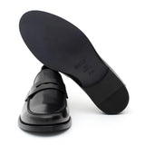 Mocassino con mascherina in vitello spazzolato nero  e fondo in cuoio 6834TNCUO 203 ROSSI 