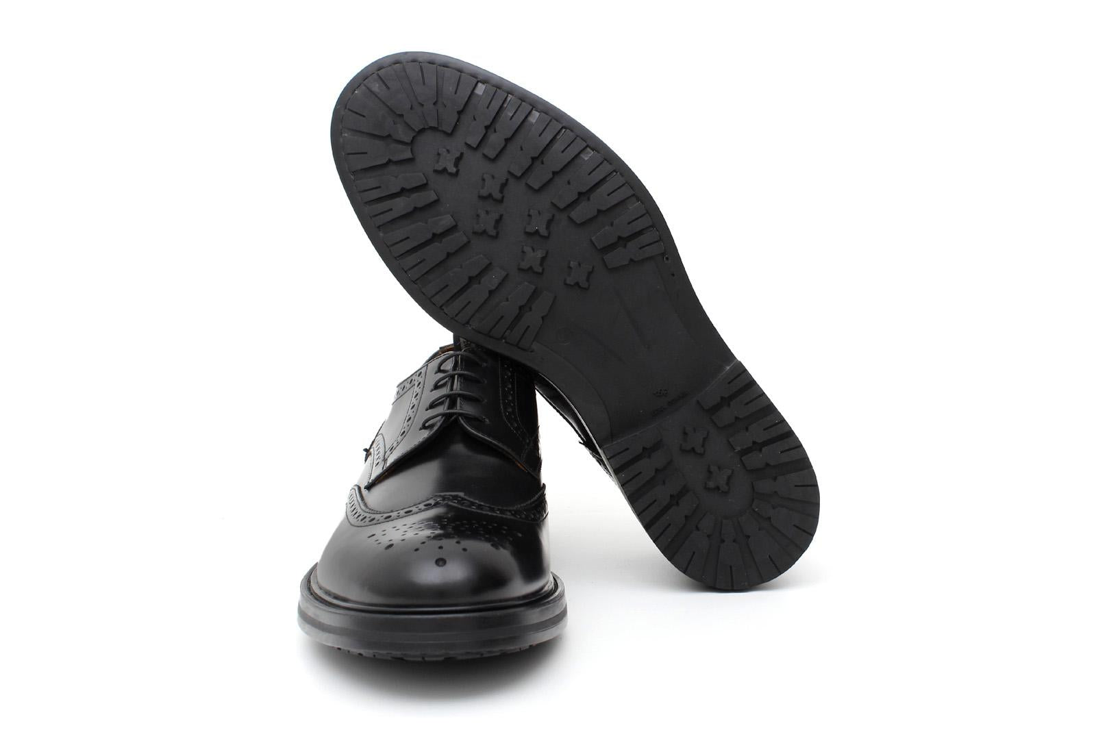 Derby stile inglese in vitello spazzolato nero con fondo in gomma 8103GCALNE 35 ROSSI 