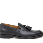 Mocassino sfoderato con mappine in vitello spazzolato nero con fondo in cuoio antiscivolo cucito blake 7637CN 1056 ROSSI 