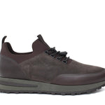 Sneakers in vitello morbido testa di moro con riporto in camoscio con fondo gomma verdone 925POLM 107 ROSSI 