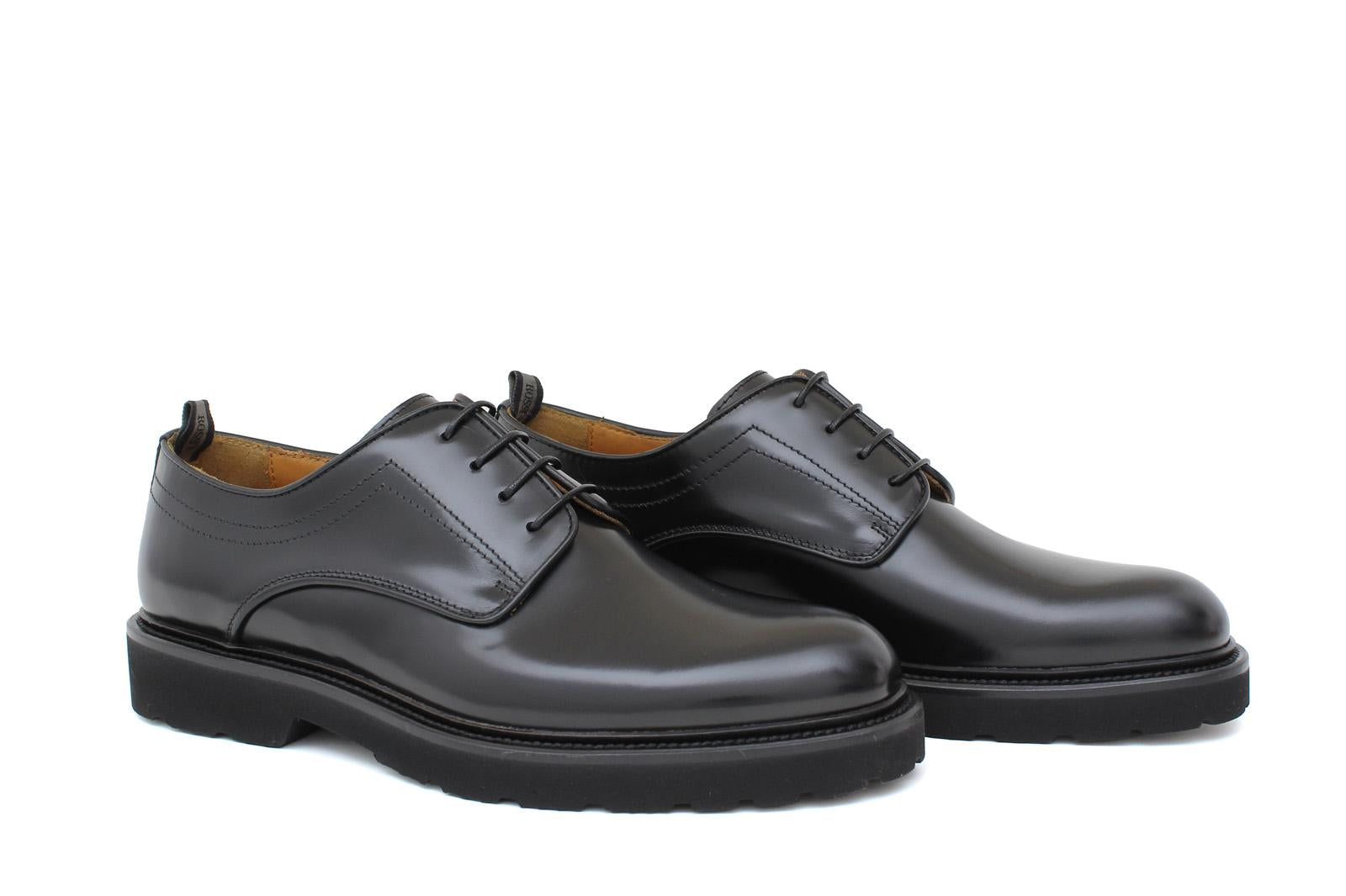 Derby in vitello spazzolato nero con fondo in gomma leggera 1279CALNE 297 ROSSI 