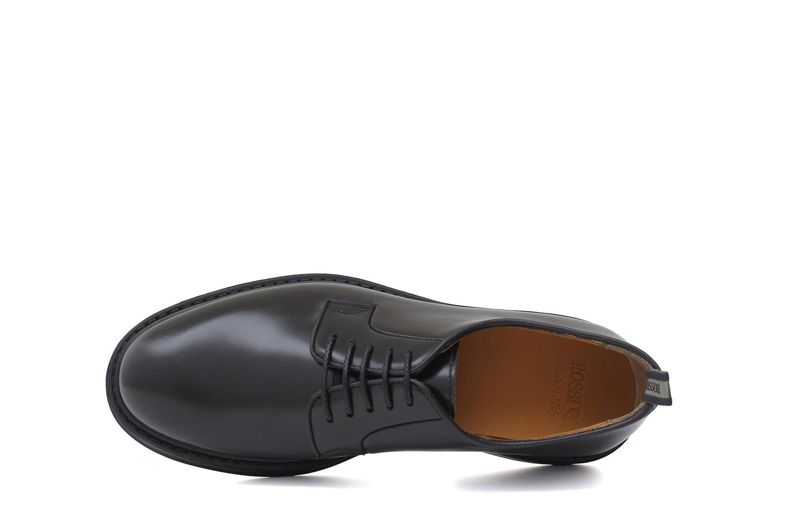 Derby donna in vitello spazzolato nero con fondo in gomma cucito D218CALNE 2 ROSSI 
