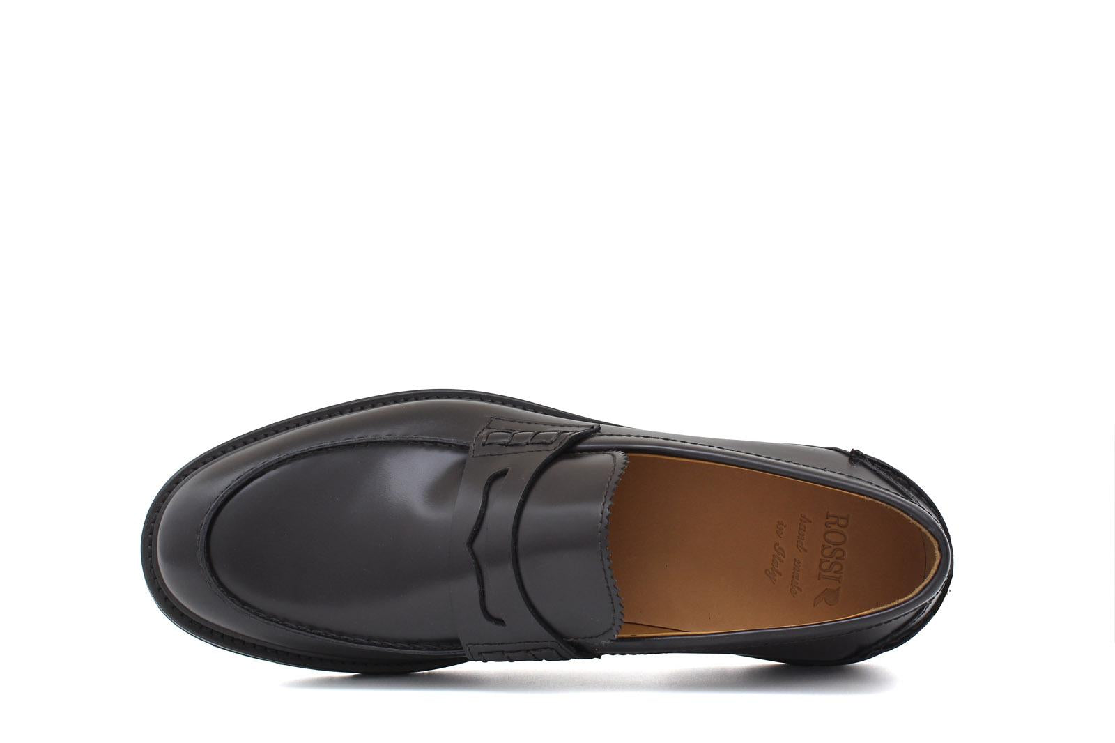 Mocassino college in vitello spazzolato testa di moro con fondo in gomma leggera 1552CALFTM 208 ROSSI 