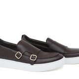 Slip on doppia fibbia in vitello testa di moro  con fondo in gomma leggera 803SAPTM 962 ROSSI 