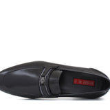 Mocassino con accessorio in canguro nero con fondo cuoio con inserti antiscivolo 1090CANNE 9 ROSSI 