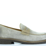 Mocassino in camoscio anticato color roccia con fondo in gomma leggera cucita 7631RUSCL 504 ROSSI 