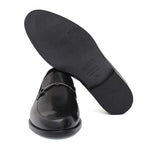 Mocassino con accessorio in vitello spazzolato nero con fondo in cuoio 621TNER 396 ROSSI 