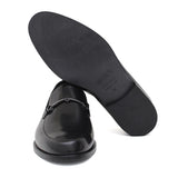 Mocassino con accessorio in vitello spazzolato nero con fondo in cuoio 621TNER 396 ROSSI 