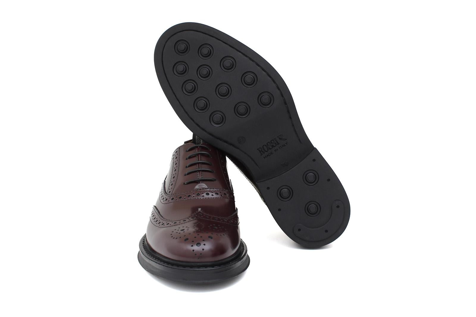 Derby donna stile inglese in vitello spazzolato prugna e fondo in gomma cucito D216GCPBO 20 ROSSI 