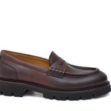 Mocassino donna stile ingegnere in vitello naturale marrone sfumato e fondo in gomma leggera D212VACAS 10 ROSSI 