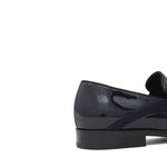 Mocassino in vernice blu scuro con riporto in raso e fondo in cuoio 619VBLU 985 ROSSI 