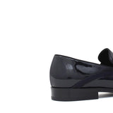 Mocassino in vernice blu scuro con riporto in raso e fondo in cuoio 619VBLU 985 ROSSI 