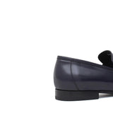 Mocassino in vitello spazzolato navy con fondo in cuoio 1464TBN 71 ROSSI 