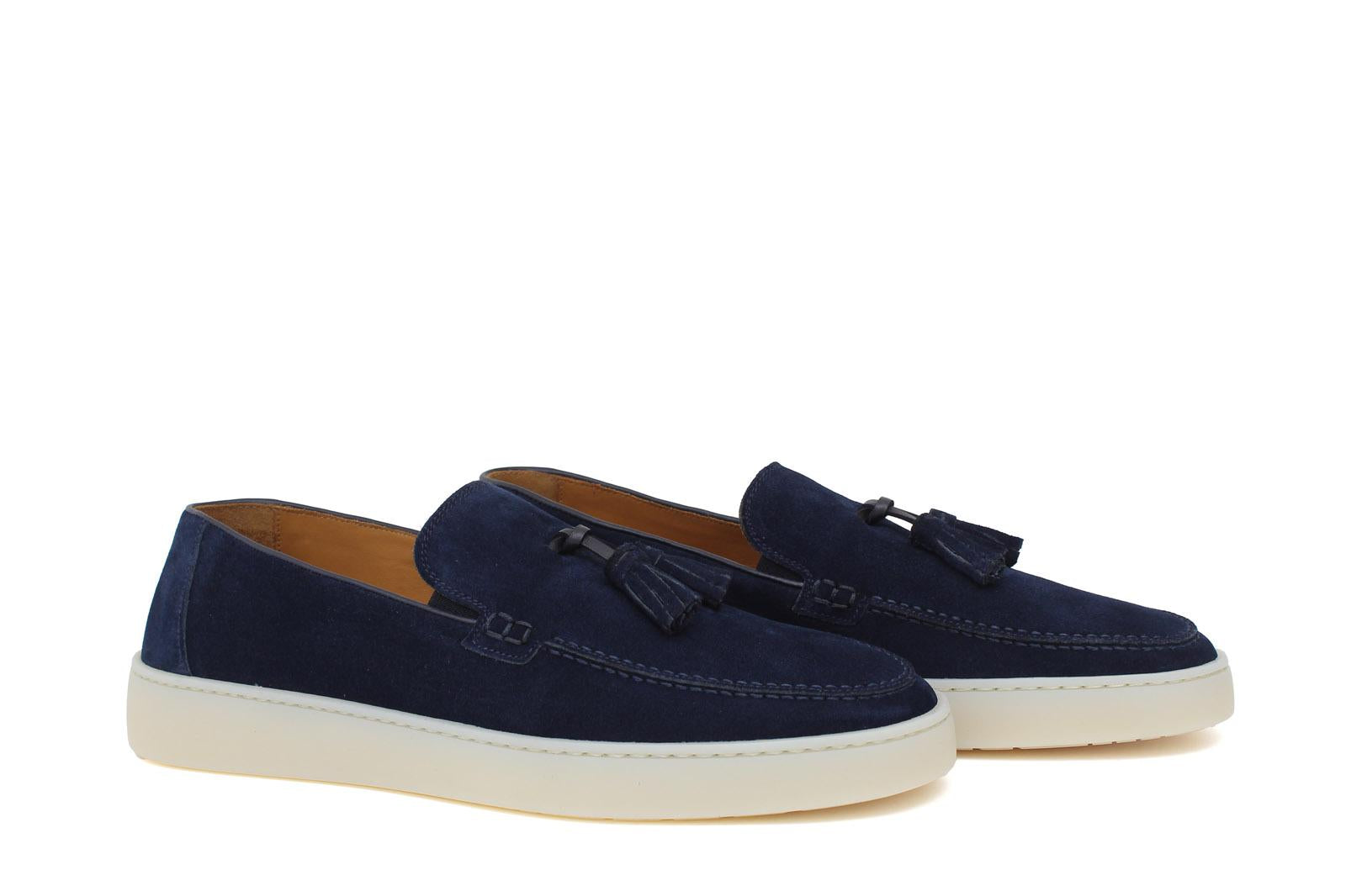 Slip-on con nappine in camoscio navy e fondo in gomma cucito 622CAFO 354  UN ROSSI 