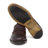 Mocassino in vitello naturale marrone sfumato con fondo in gomma cucito blake 639DIXCAS 243  UN ROSSI 