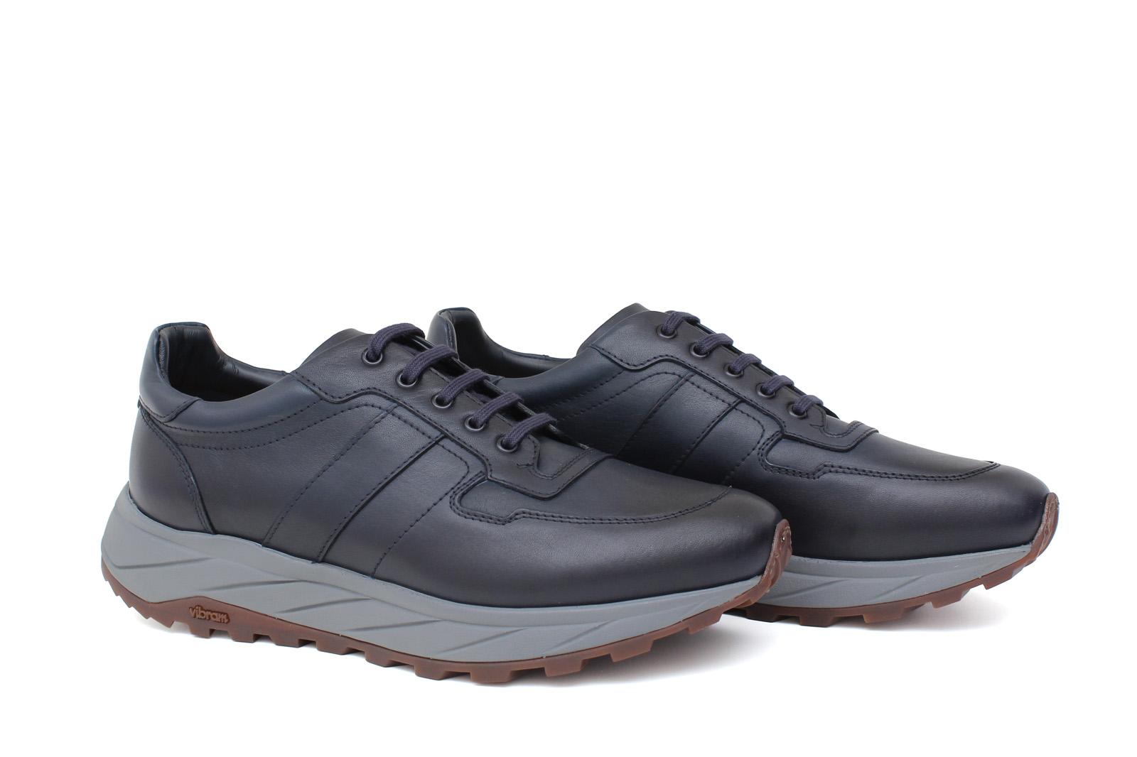 Sneaker in vitello naturale color blu sfumato e fondo in gomma leggera vibram 1255VBLU 629 ROSSI 