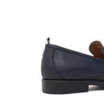 Mocassino in vitello naturale colore blu sfumato con fondo in gomma cucito 1062DIXB 4 ROSSI 