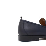 Mocassino in vitello naturale colore blu sfumato con fondo in gomma cucito 1062DIXB 4 ROSSI 