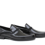 Mocassino in vernice nero con riporto in raso e fondo in cuoio 619VNE 239 ROSSI 
