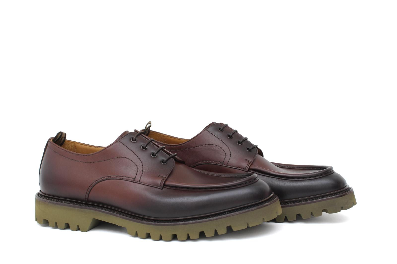 Derby modello ingegnere in vitello anticato marrone e fondo in gomma leggera 458BOSMAR 112 ROSSI 