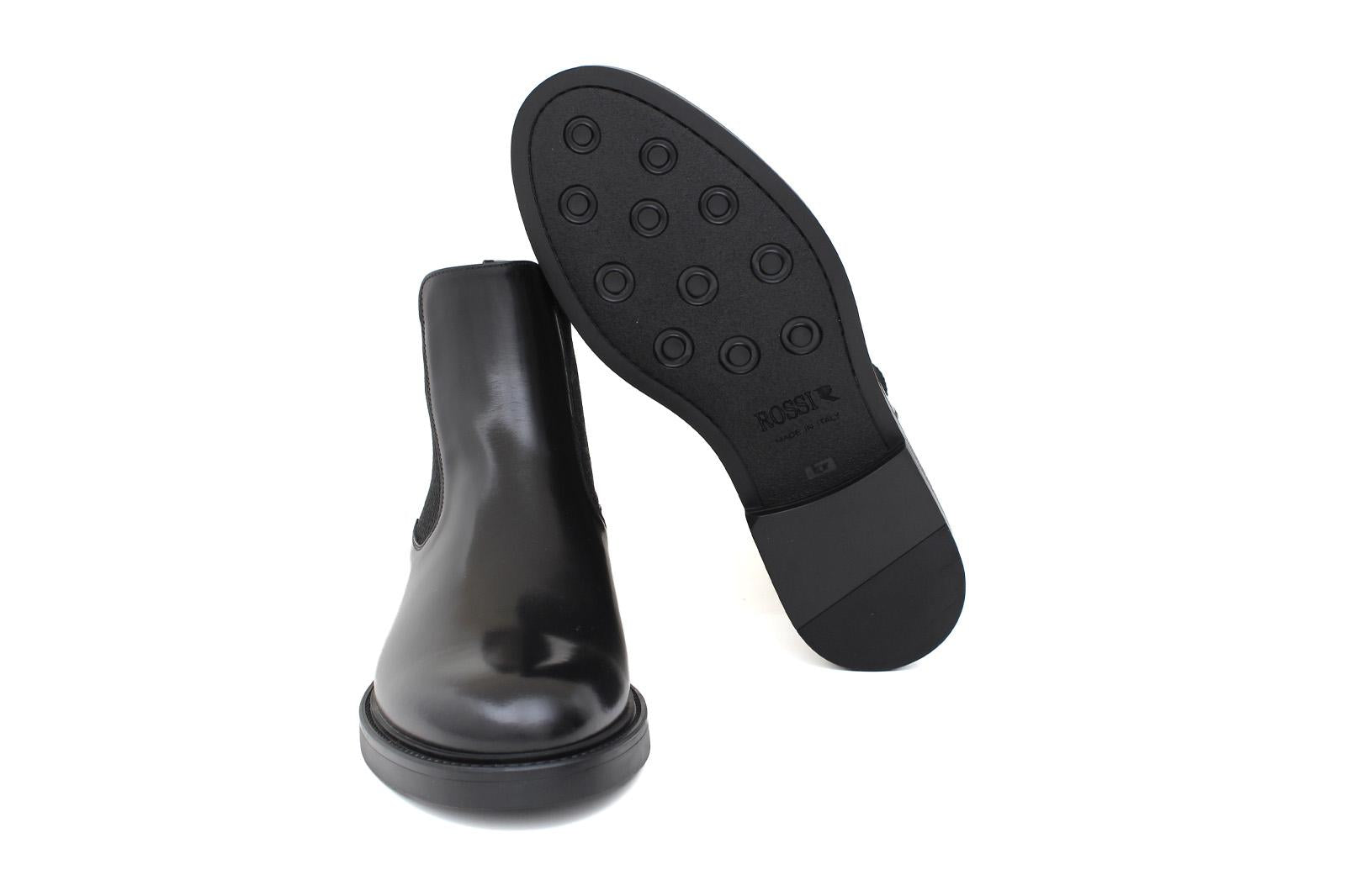 Stivaletto beatles in vitello spazzolato nero e fondo in gomma 154PRCNE 1143 ROSSI 