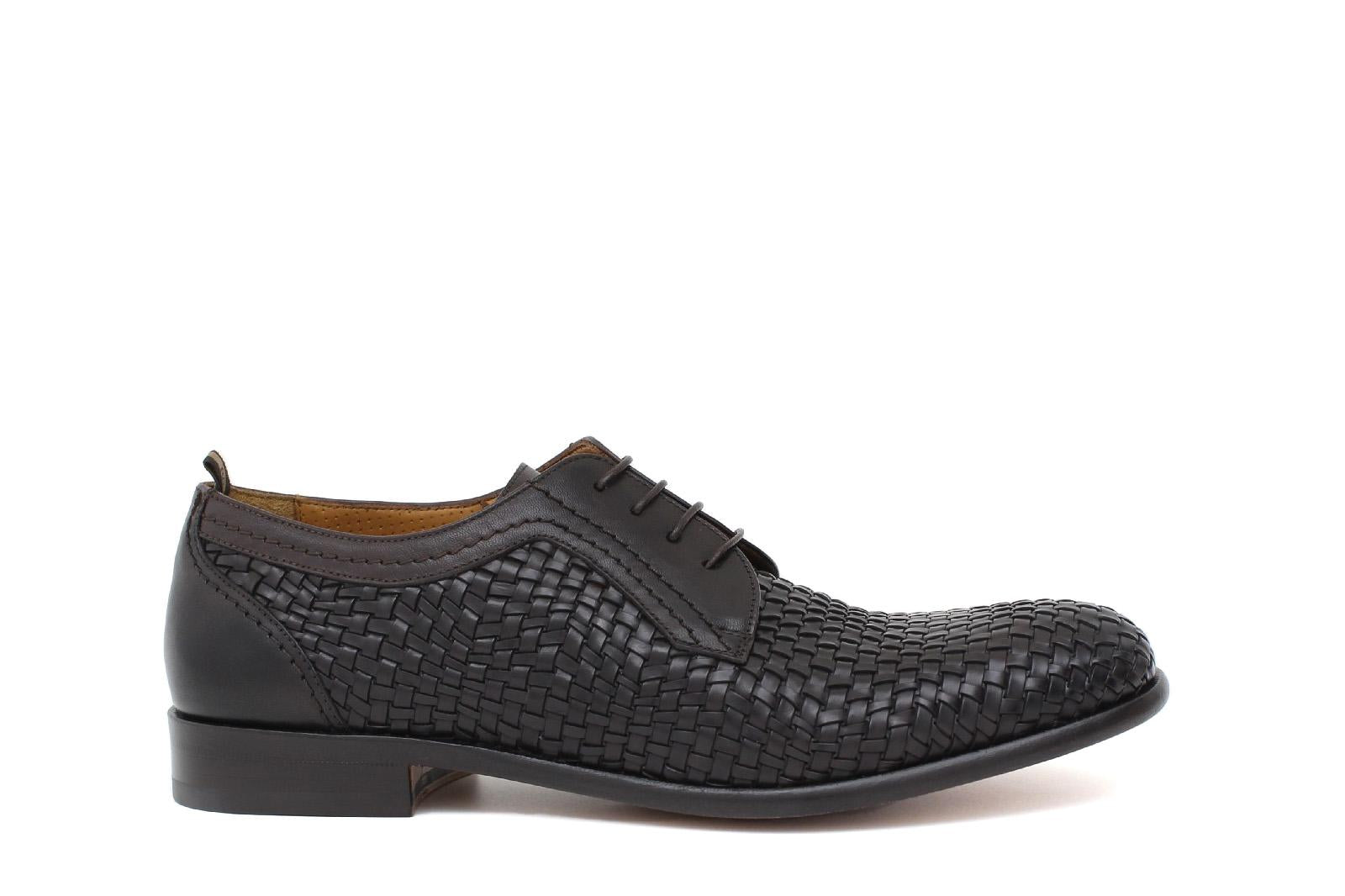 Derby in vitellino intrecciato color nero con fondo in cuoio cucito blake 8727VITM 192 ROSSI 