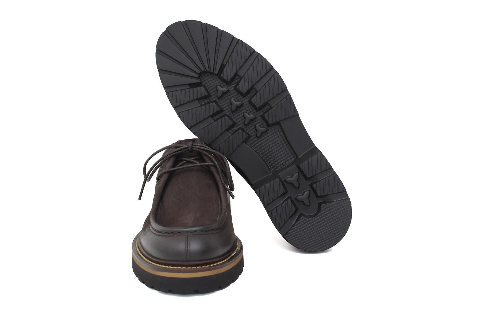 Stringata modello ingegnere in vitello nabuk testa di moro e fondo in gomma leggero 1252RETM 1084 ROSSI 