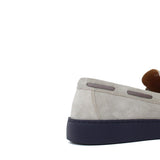 Slip on in camoscio roccia con fondo in gomma blu cucito 649FLOROC 141 ROSSI 