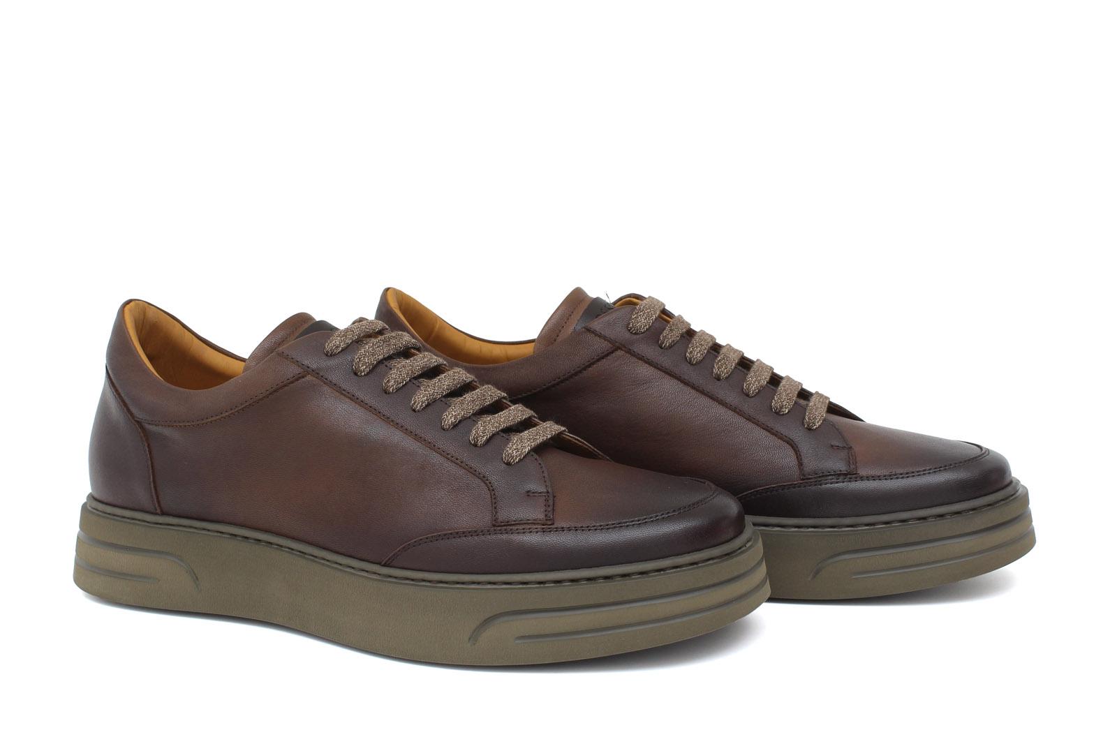 Sneakers in vitello naturale anticato marrone e fondo in gomma leggera 1254VCAS 1115 ROSSI 