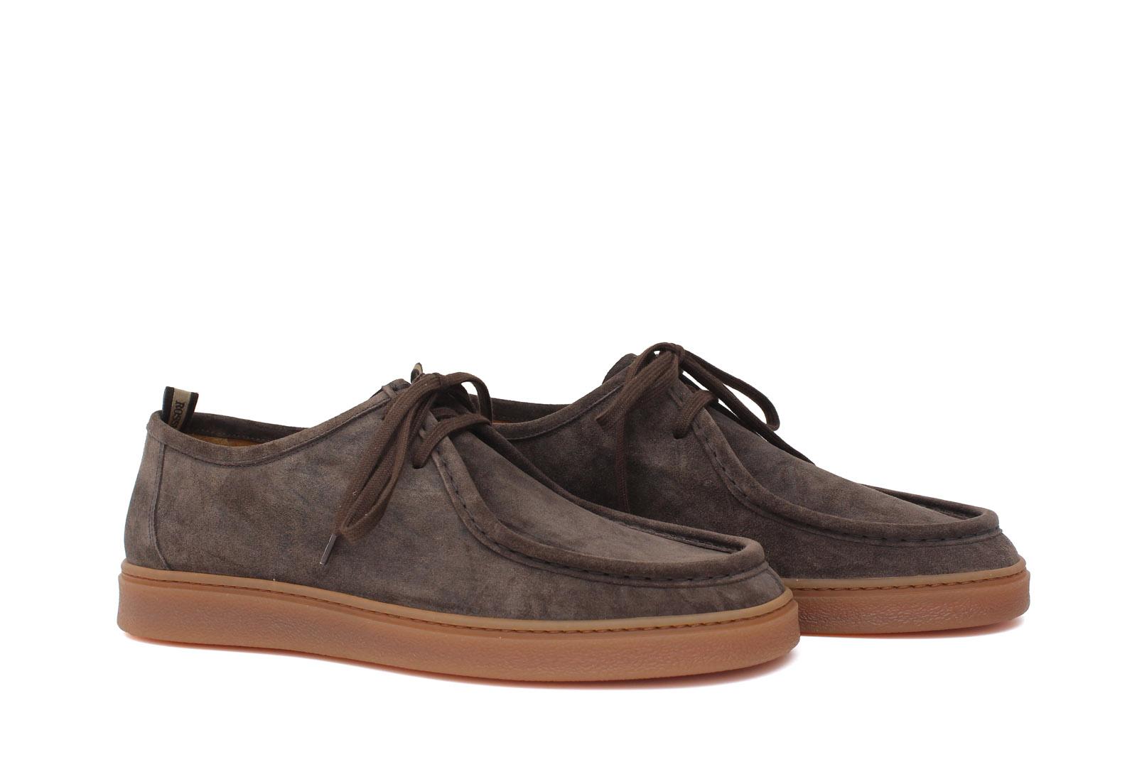 Sneaker modello ingegnere in camoscio lavato color testa di moro e fondo in gomma 1052TESP 1097 ROSSI 