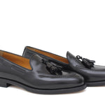 Mocassino donna con mappine in vitello spazzolato nero con fondo cuoio antiscivolo D204CALNE 5 ROSSI 