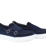 Slip on doppia fibbia in camoscio navy con fondo in gomma leggera 803SAFOLTR 65 ROSSI 