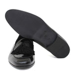 Pantofola con mappine in vernice nero con fondo iin cuoio 6604VNER 412 ROSSI 