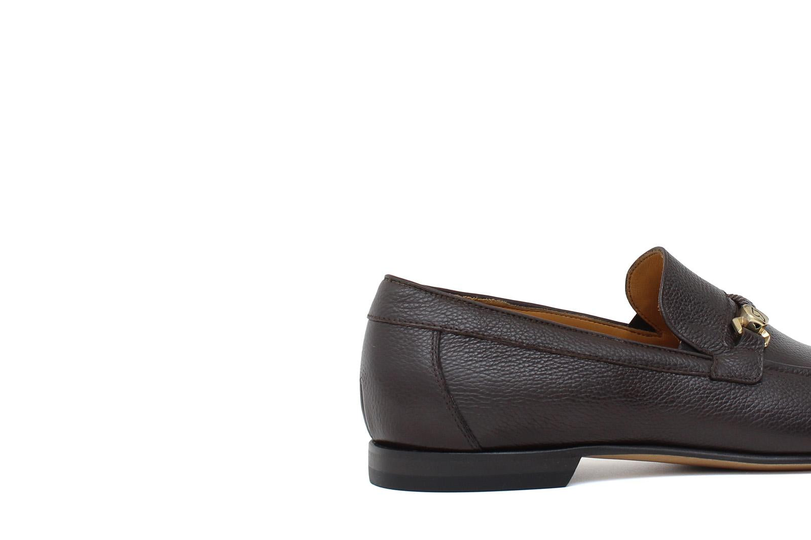 Mocassino in vitello dollaro testa di moro con fondo in cuoio antiscivolo 679WILTM 1137 ROSSI 