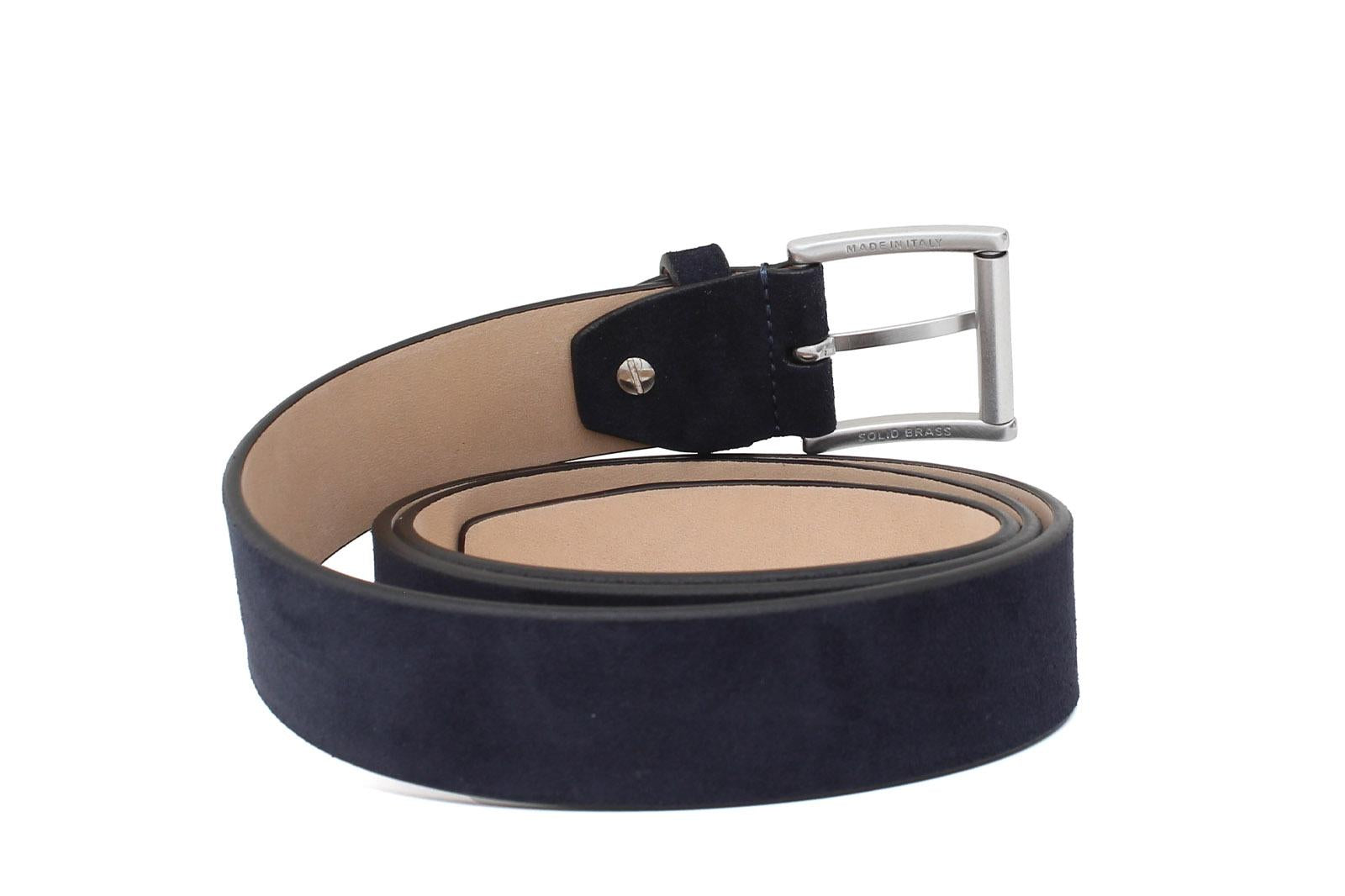 Cinta in camoscio blu h 35 con fibbia nikel satinato F03421NKHSSB 10 ROSSI 