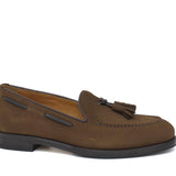 Mocassino donna con mappine in suede rasato color marrone con fondo cuoio antiscivolo D204CRINB 13 ROSSI 