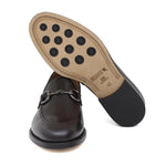 Mocassino con accessorio in vitello spazzolato testa di moro con fondo in cuoio antiscivolo 644MORSCTM 1129 ROSSI 