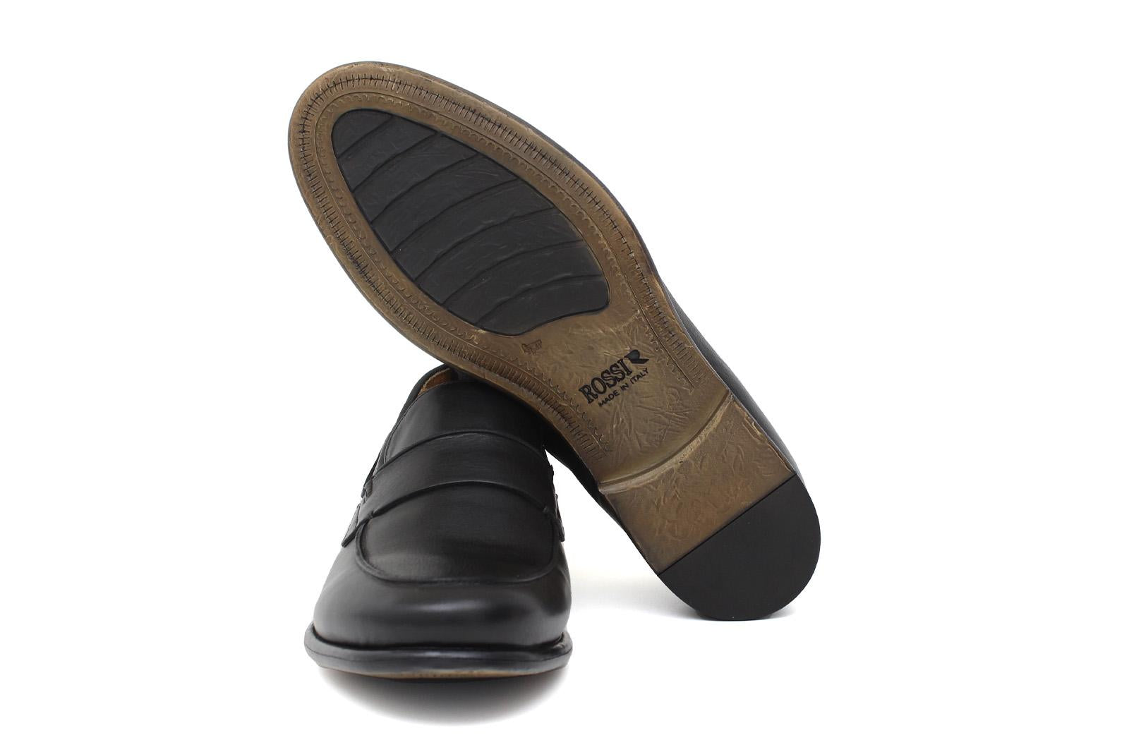 Mocassino in vitello naturale nero con fondo in gomma cucito blake 9640DIXNE 27 ROSSI 