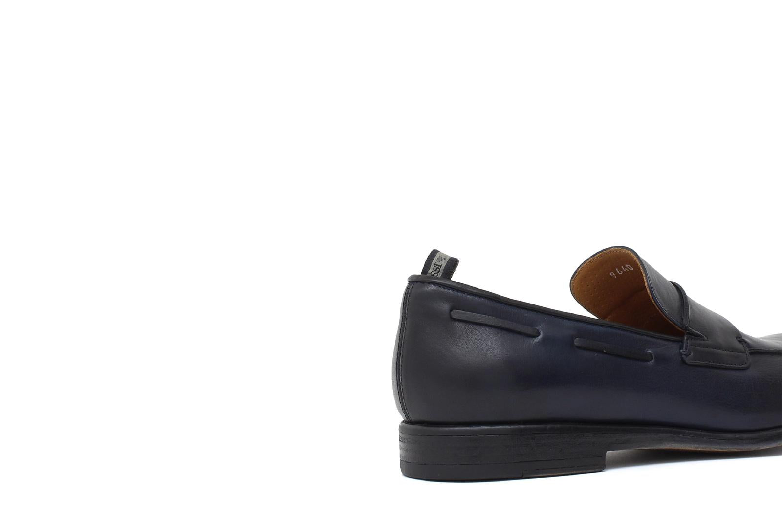 Mocassino in vitello naturale blu sfumato con fondo in gomma cucito blake 9640GDIXBLU 152 ROSSI 