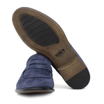 Mocassino in camoscio navy con fondo in gomma cucita 9612GTZAF 375  UN ROSSI 