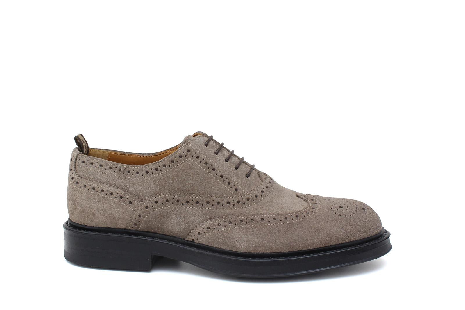 Derby donna stile inglese in suede color sabbia e fondo in gomma cucito D216GHSBIS 16 ROSSI 