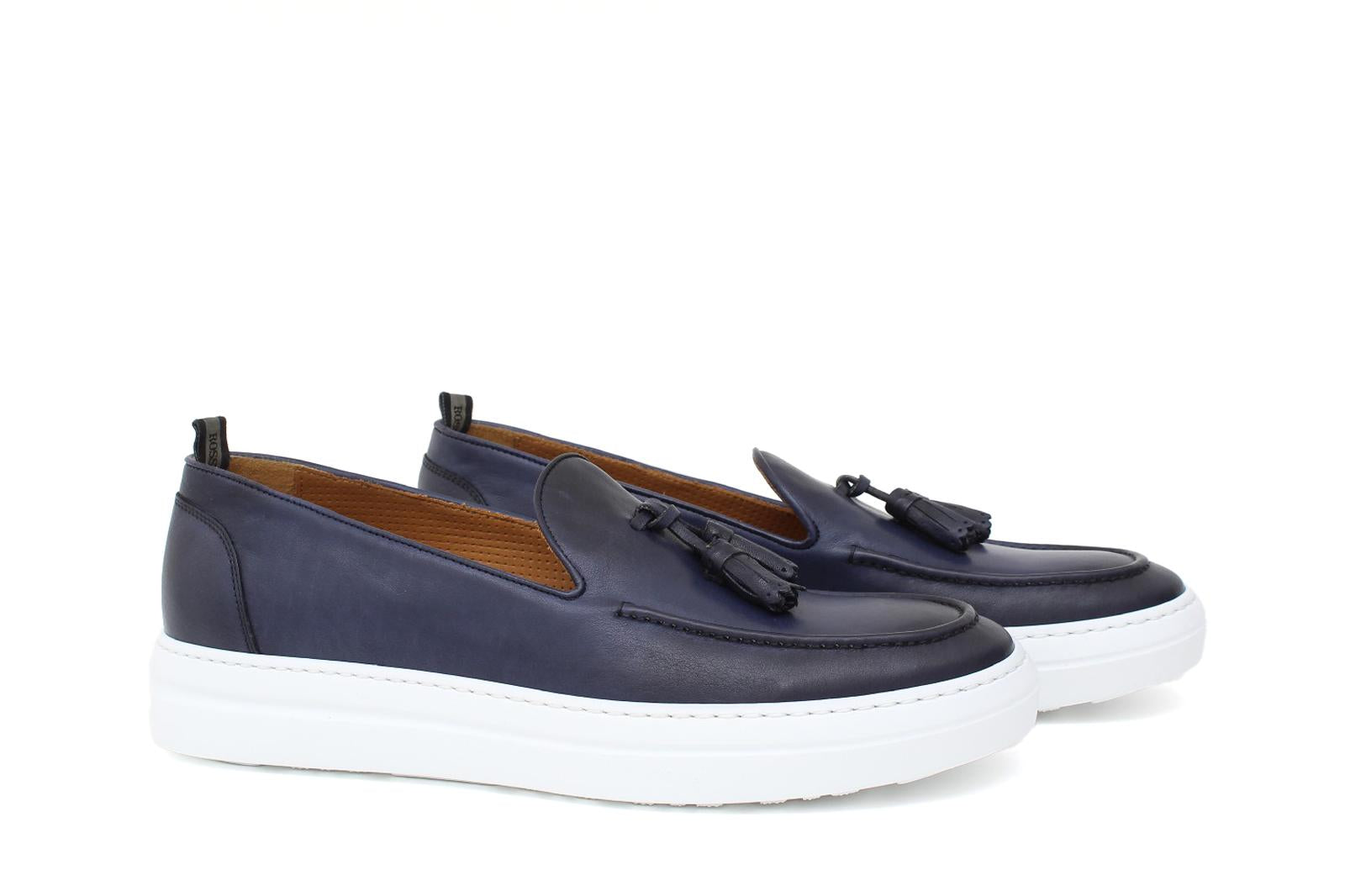 Slip on in vitello naturale navy sfumato e fondo in gomma leggera 8737DIXJE 105 ROSSI 