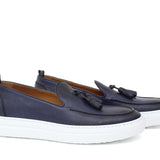 Slip on in vitello naturale navy sfumato e fondo in gomma leggera 8737DIXJE 105 ROSSI 